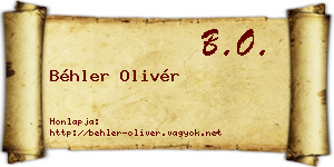 Béhler Olivér névjegykártya